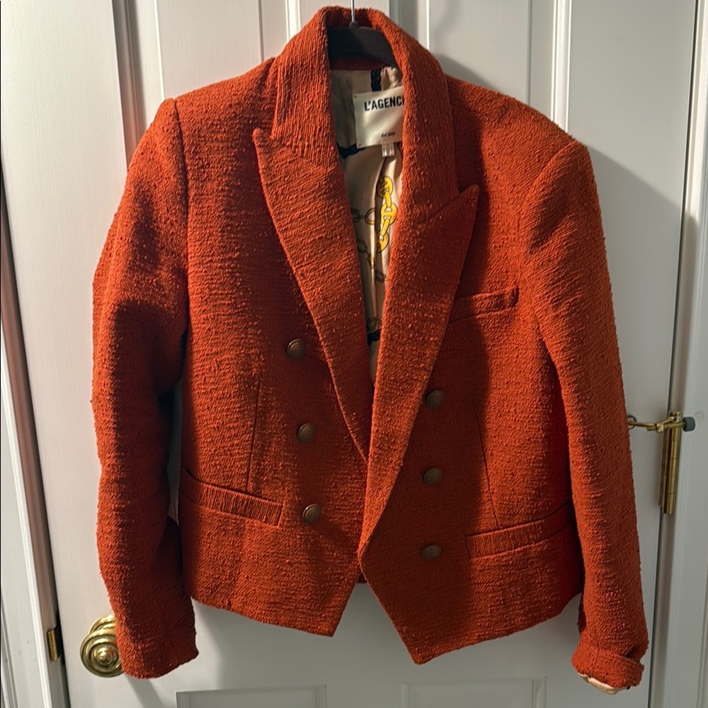 L'AGENCE Orange Double-Breasted Blazer